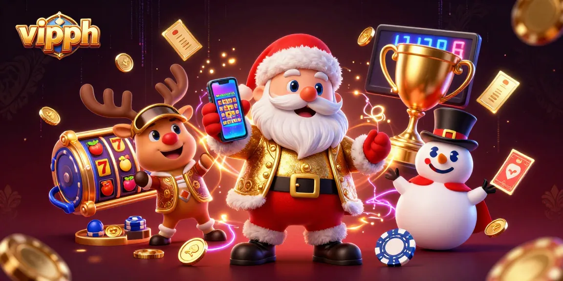 Experience the excitement of vipph with Santa Claus and friends in a vibrant casino scene.