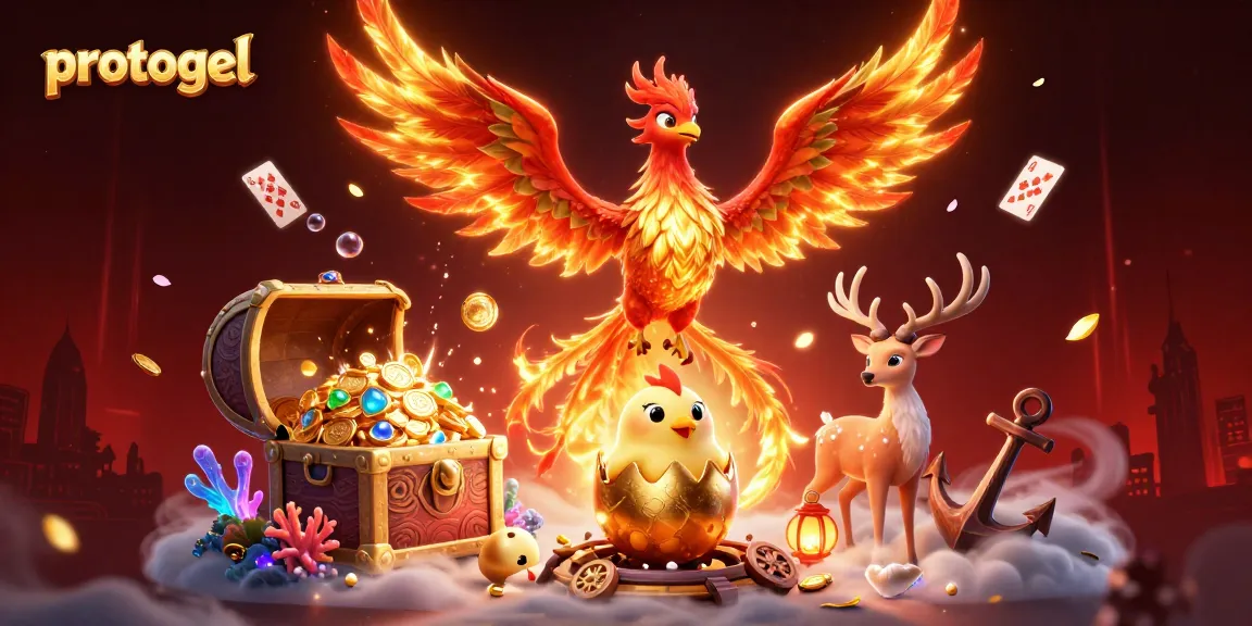 Experience vibrant gambling action with protogel's dynamic phoenix and treasures.