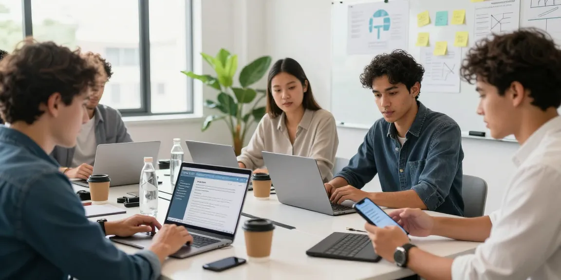 Apply job alerts in a co-working space with diverse professionals reviewing resumes and sharing opportunities.