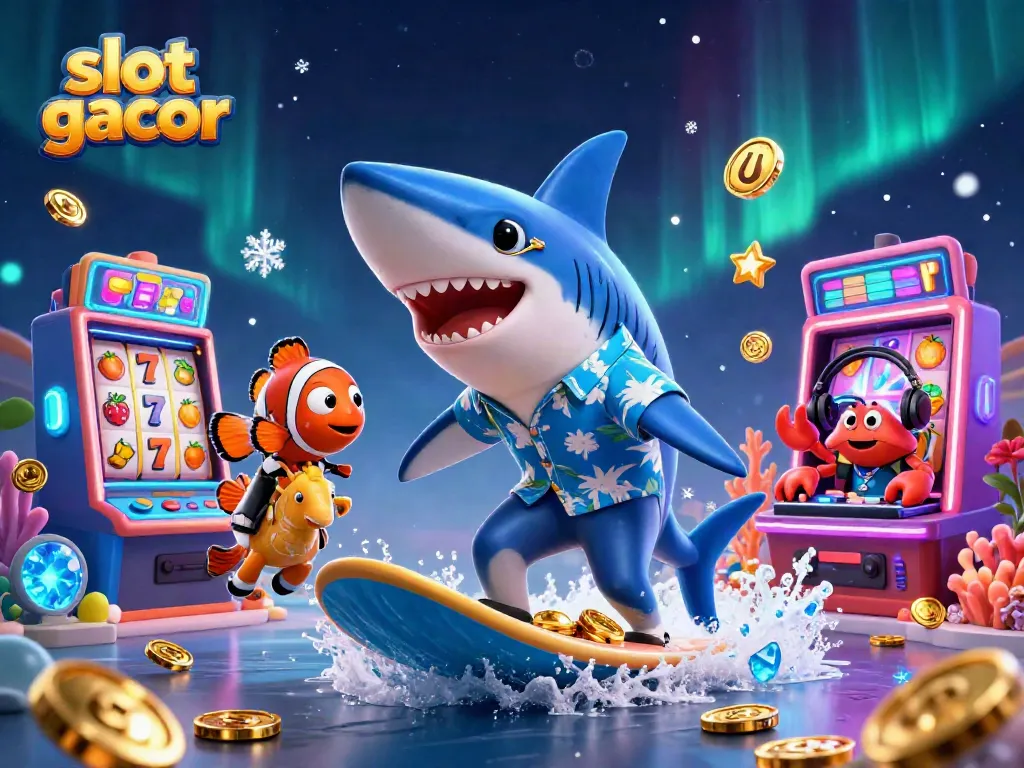 Experience the thrill of slot gacor with vibrant characters and dynamic gaming elements in this colorful illustration.
