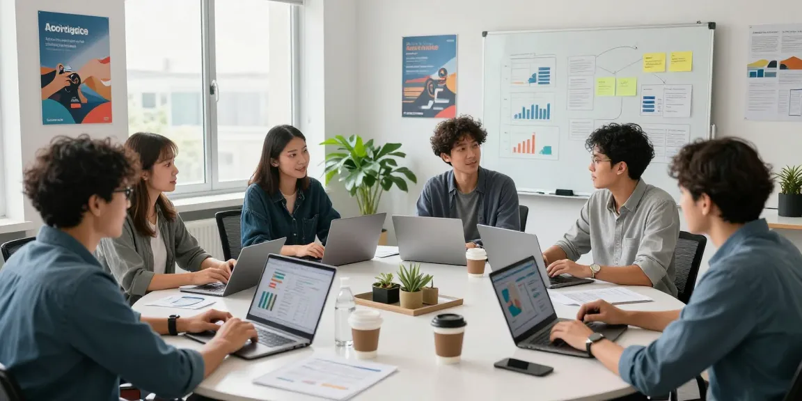 Collaborative MBM technology meeting in a modern office environment.
