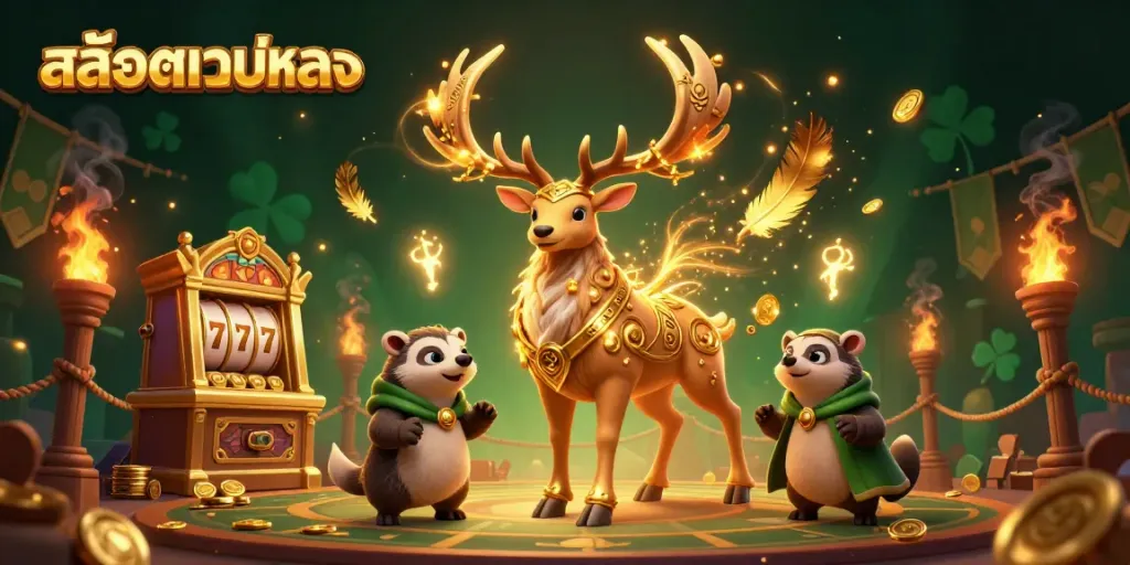 ภาพกราฟิก 3D ของสล็อตเวบตรง กับเวทมนตร์และสัตว์ในฉากคาสิโน