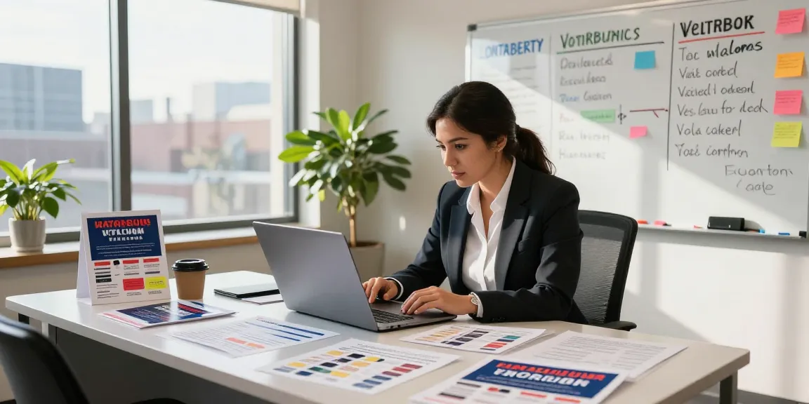 Engaging campaign office scene analyzing voter data for reverse SEO services.