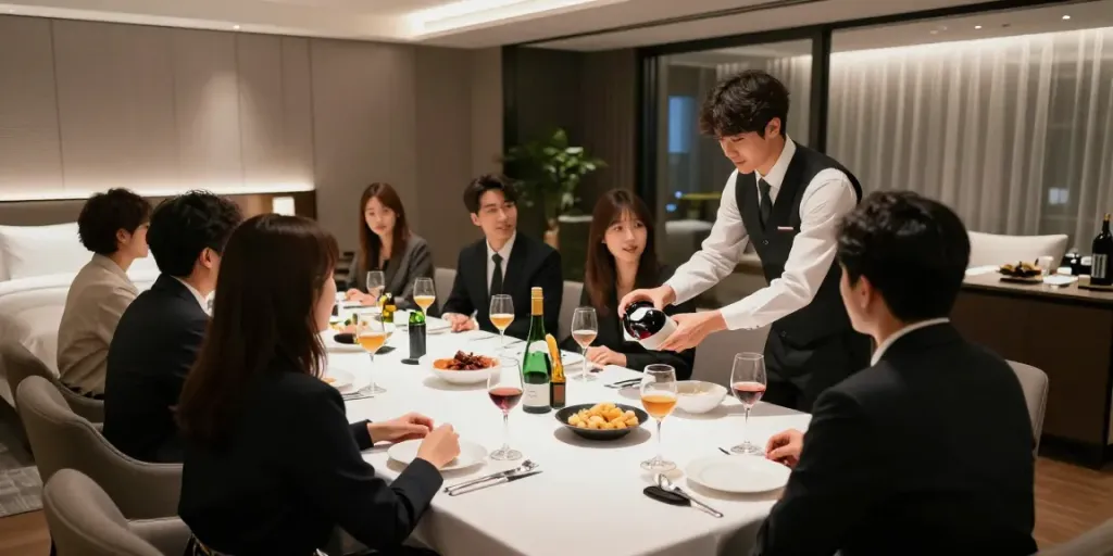 강남구구단 쩜오의 고급스러운 독립 룸 세팅, 친구들과의 모임에 적합한 분위기
