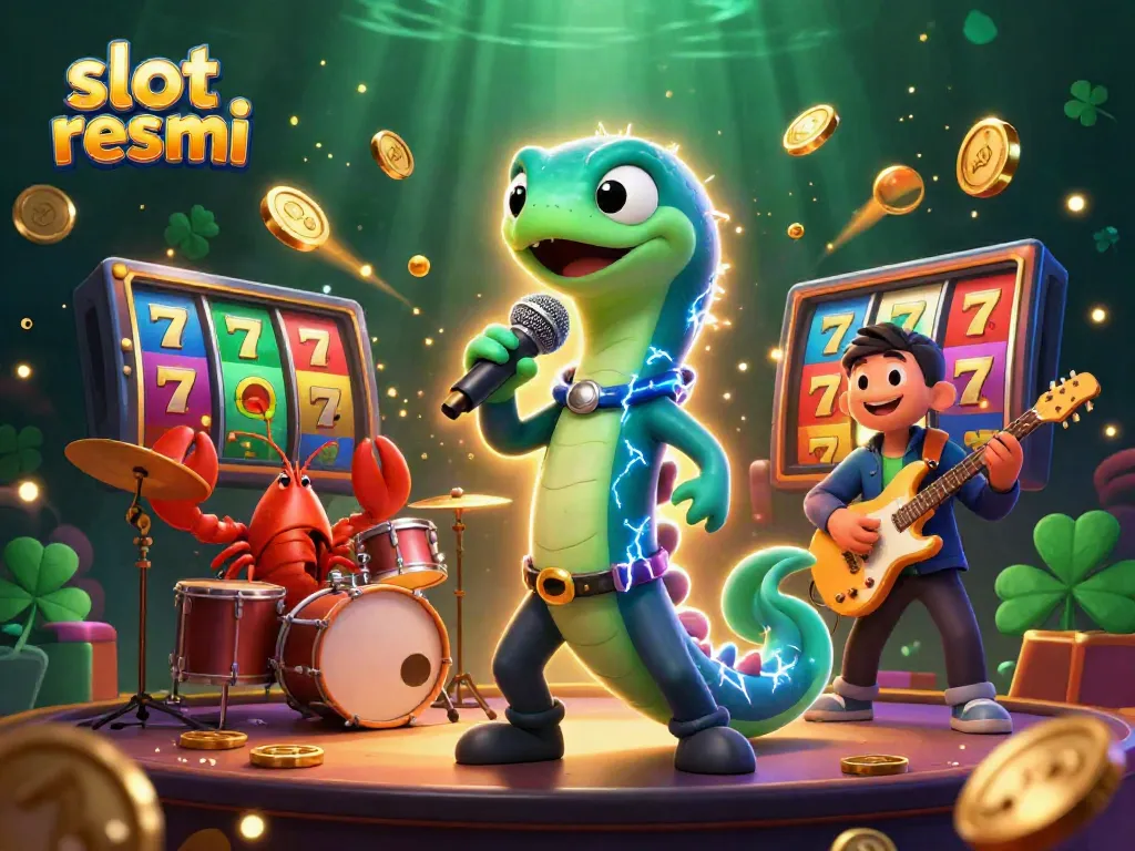 Experience vibrant slot resmi excitement with dynamic characters and casino elements in this colorful underwater scene.