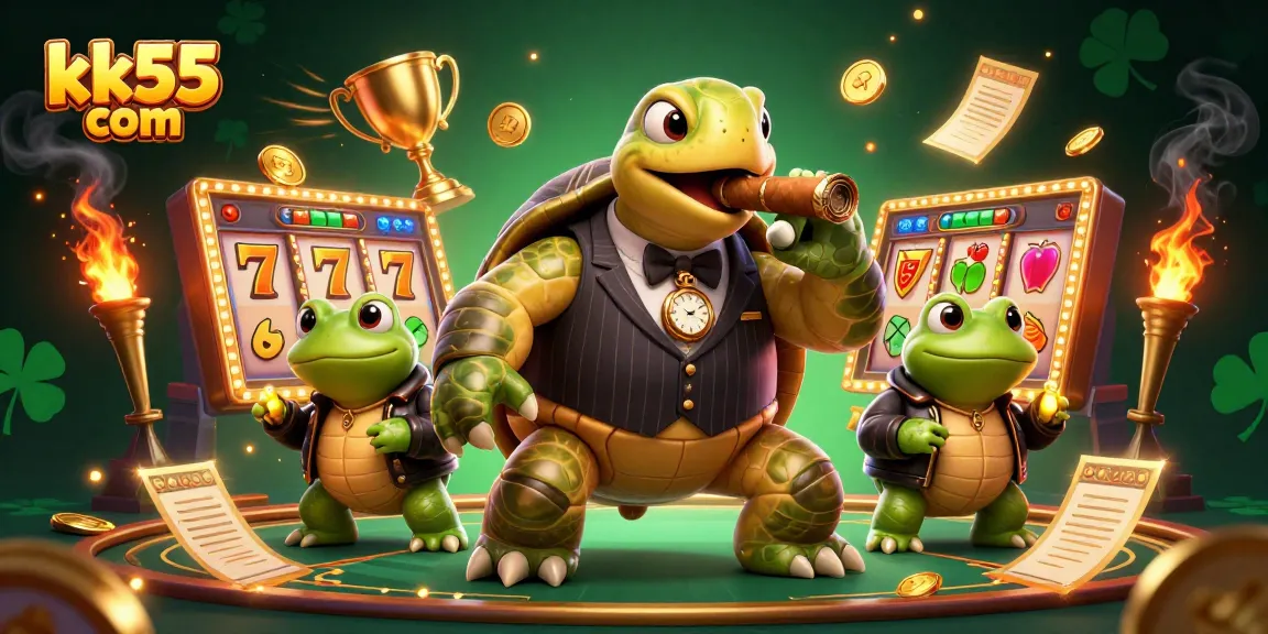 Bet on big wins with kk55 com as a 3D turtle mobster leads the casino scene