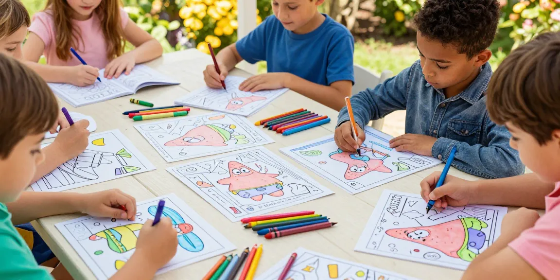 Kids learn through coloring Patrick Star pages, enhancing creativity and fun.