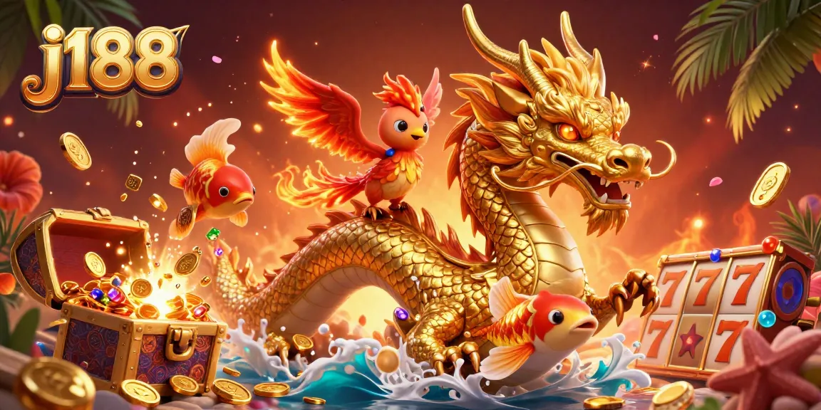 Experience thrilling jackpots with j188 in this vibrant 3D casino scene featuring lucky elements and rich details.