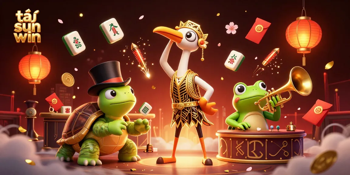 Experience excitement at tải sun win with a vibrant casino illustration featuring iconic characters in a lively scene.
