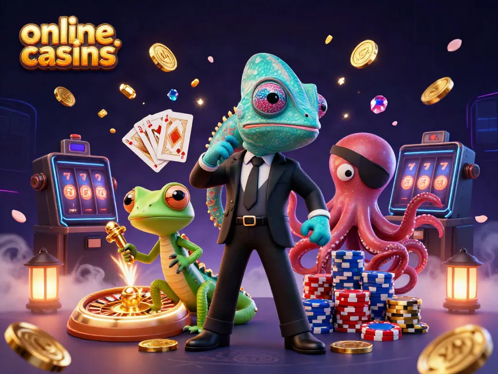 Explore vibrant online casinos with dynamic characters in an engaging gaming scene.