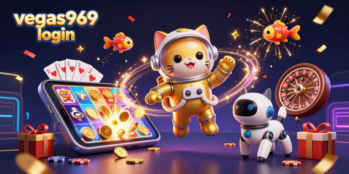 Play exciting games with vegas969 login as the astronaut cat and robot dog celebrate in a vibrant cosmic setting.