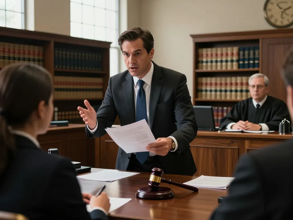 Passionate Tampa criminal attorney defending client in courtroom, showcasing legal advocacy.