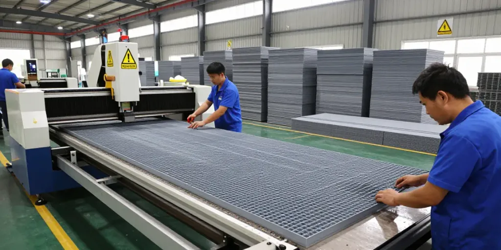 GRP Manufacturer showcasing advanced manufacturing process with expert craftsmanship in a contemporary industrial setting.