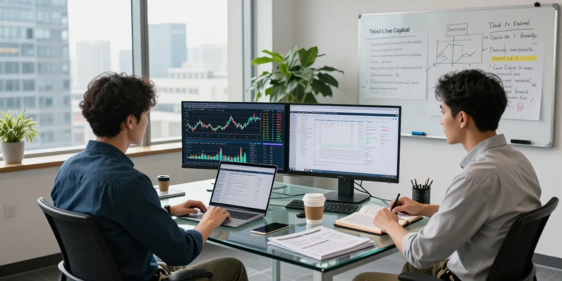 Investment analysis session at Third Eye Capital with financial data displayed
