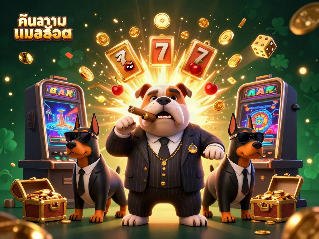 Visualize your chances in gambling with ค้นหาเกมสล็อต showcasing a vibrant slot machine and mafia character.