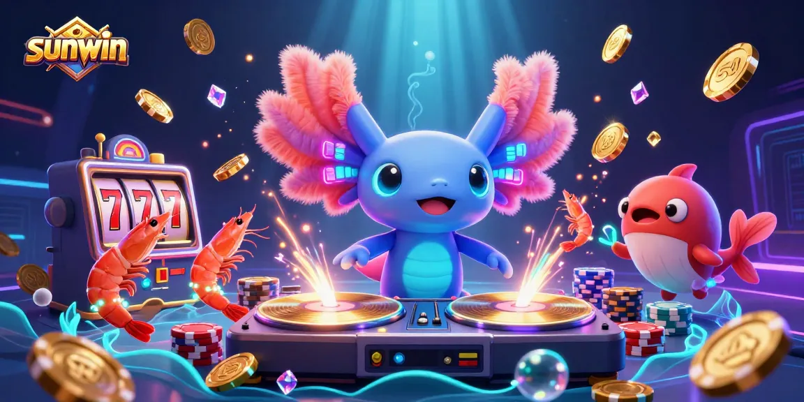 Experience vibrant gaming with sunwin's cartoon DJ, exciting slot games, and lively casino atmosphere.