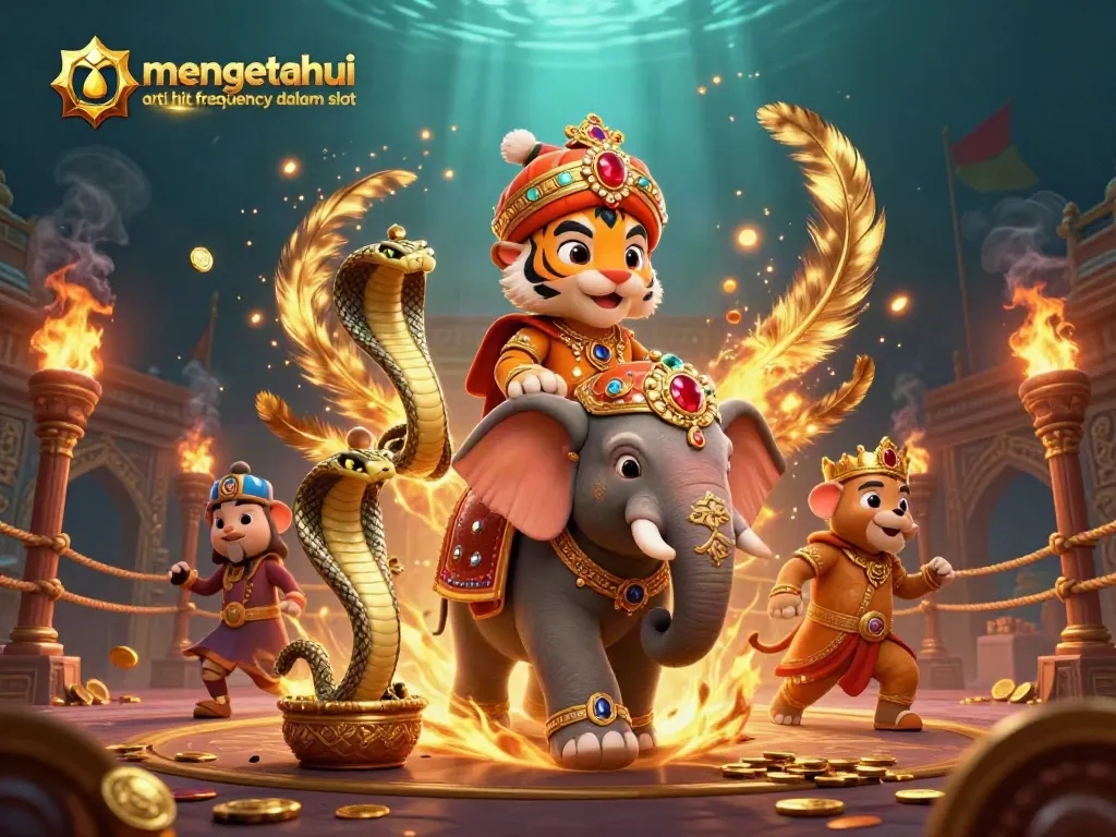 Menggambarkan permainan slot dengan mengetahui arti hit frequency dalam slot melalui elemen visual yang menarik.