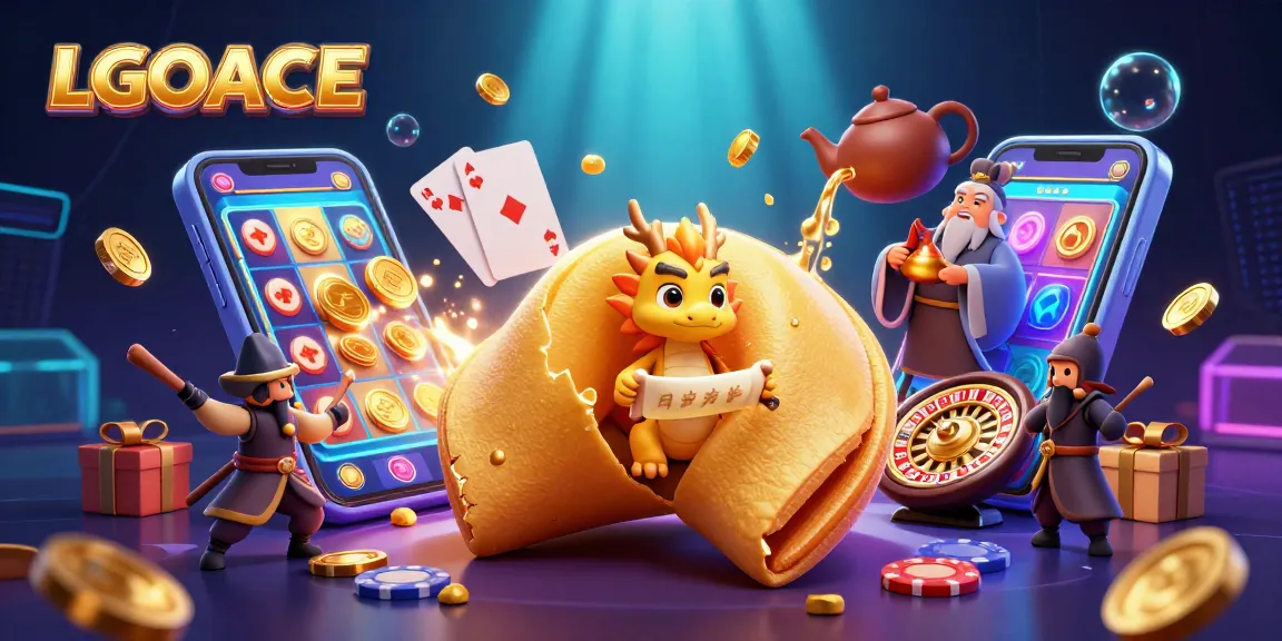 LGOACE engages players with an exciting casino experience featuring a wise dragon, golden treasures, and vibrant slot games.