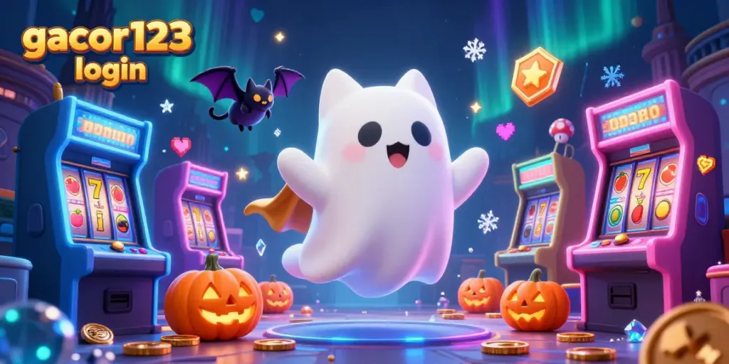 Join the excitement with gacor123 login in an enchanting haunted casino scene.