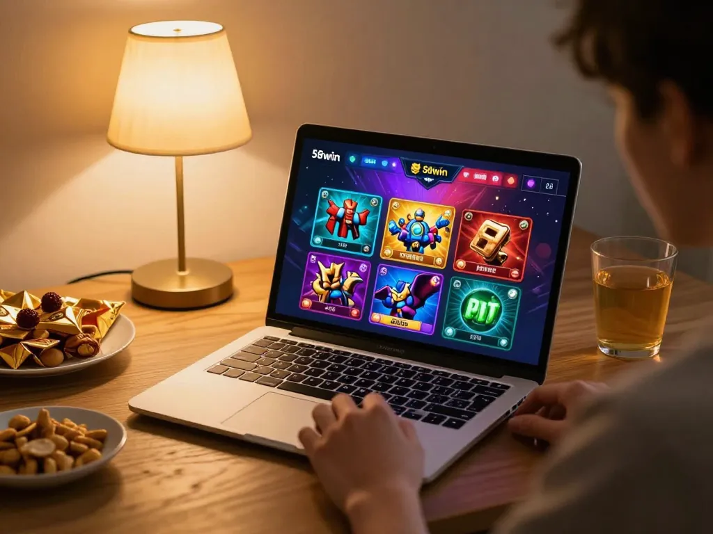 Player enjoying diverse games on the 58wiin app, emphasizing engaging online gambling experience.