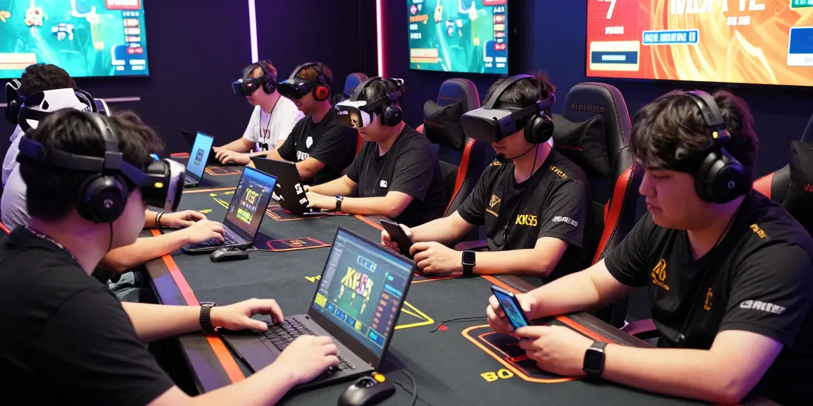Players engaging in a thrilling gambling experience on KK55, showcasing diverse gaming setups and vibrant atmosphere.