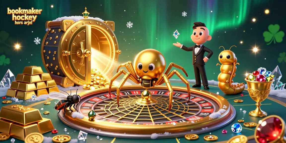 Pariez avec le bookmaker hockey hors arjel, une illustration dynamique avec des éléments de casino captivants.