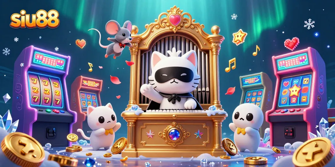 Engage with siu88's vibrant 3D casino scene full of slots, characters, and excitement in an immersive illustration.