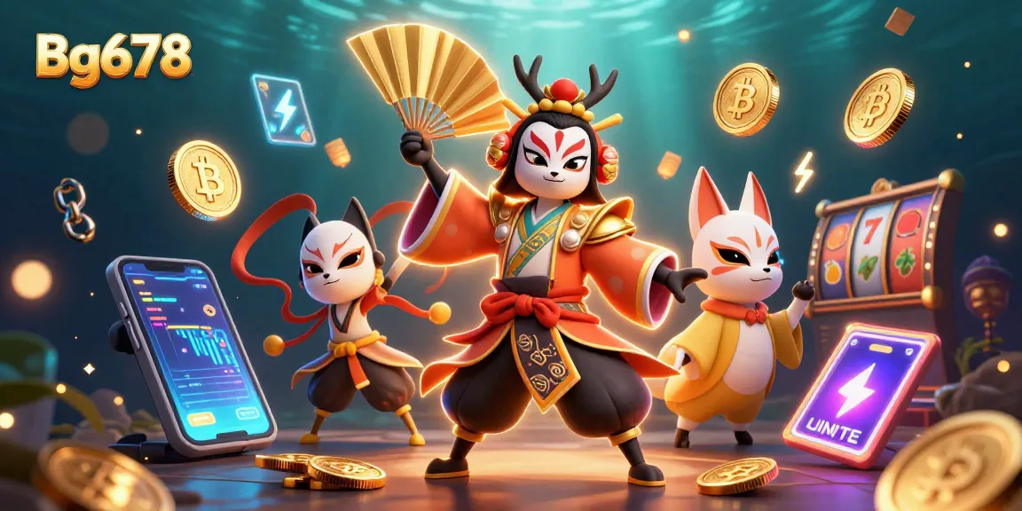Play exciting games on Bg678 with vibrant characters and casino elements in a dynamic scene.