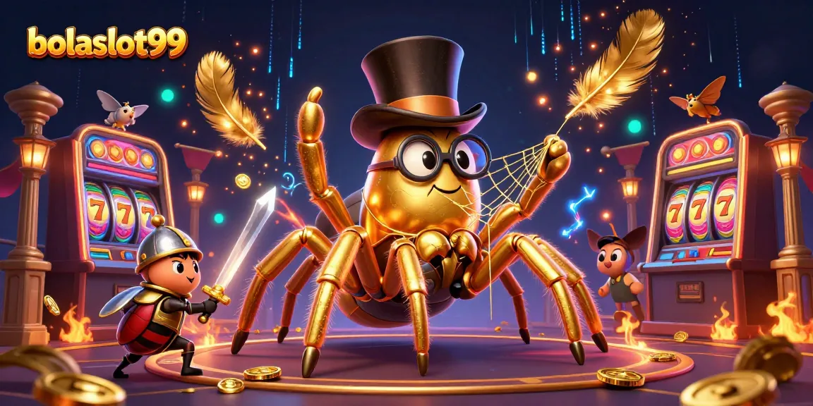 Engage with bolaslot99 as the golden tarantula weaves luck into a vibrant casino scene.