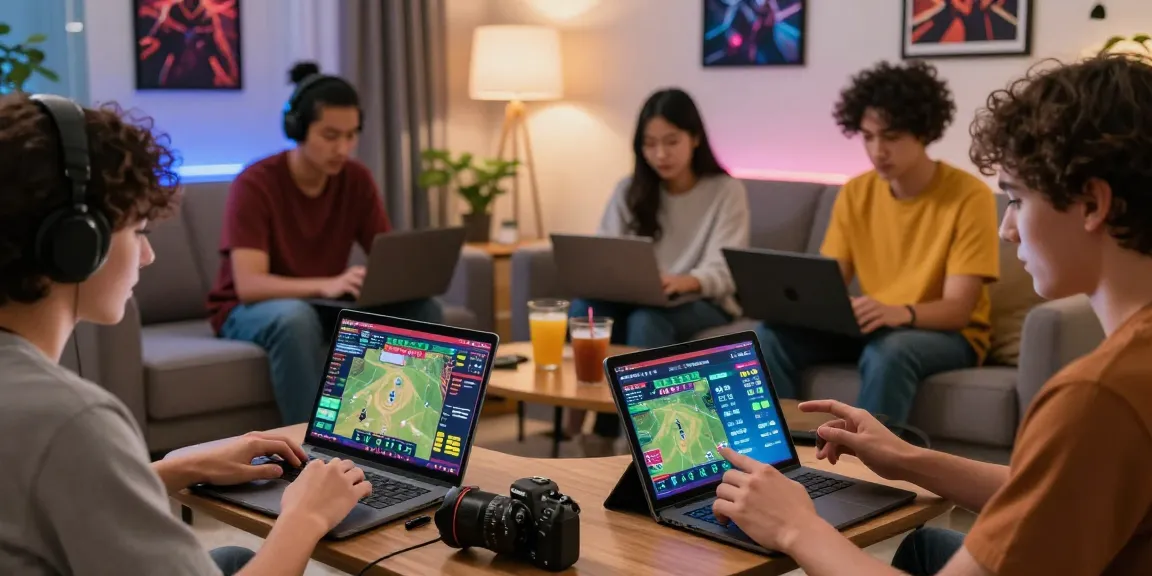 Engaged players exploring diverse 토토사이트 in a cozy gaming environment with modern decor and tech.