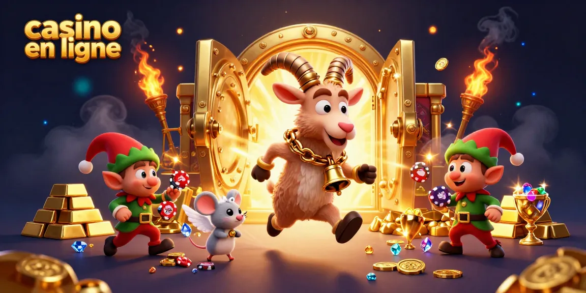 Profitez de l'excitation du casino en ligne avec des personnages 3D dynamiques dans une scène festive captivante.