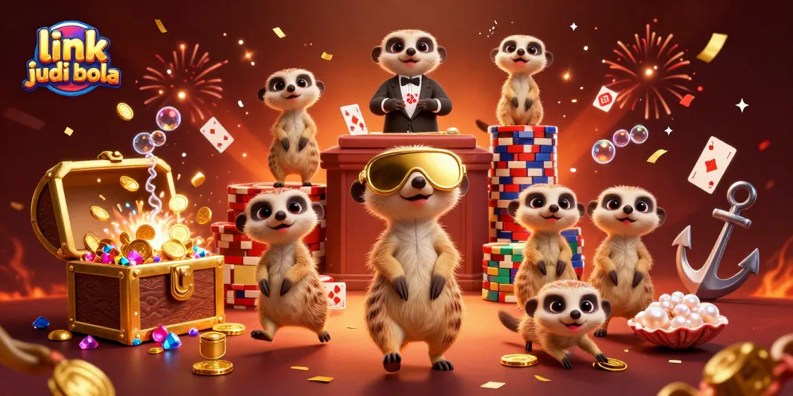 Experience thrilling moments at link judi bola with vibrant meerkats managing a colorful casino operation.