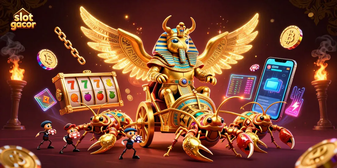 Menangkan slot gacor dengan maju dalam pertempuran antara skarab emas dan scorpion berkilau.
